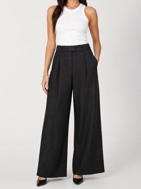 American Eagle High Rise Ultra Wide Leg Trouser Pants Black Stretch Size 12 NWT